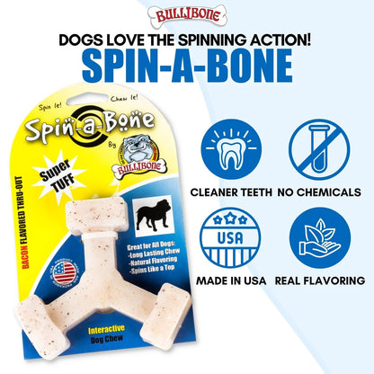 Spin-A-Bone Dog Chew Toy with Bacon Flavor for Dental Health