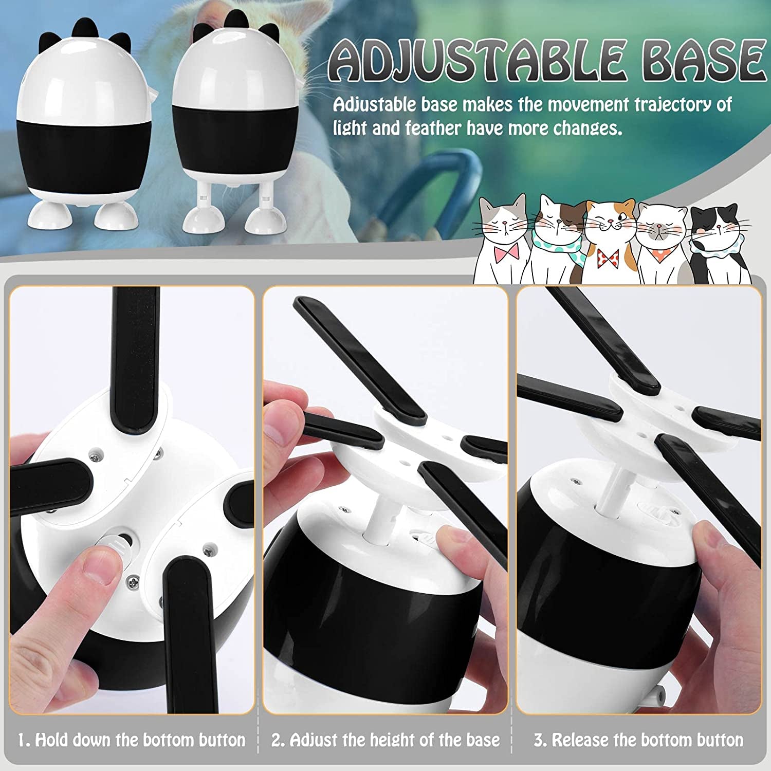 Cat Toys Interactive, Cat Light Toy and Cat Feather Toys 2 in 1, Recharge Cat Exercise Toys for Indoor Cats Automatic Cat Toys Interactive for Kitten