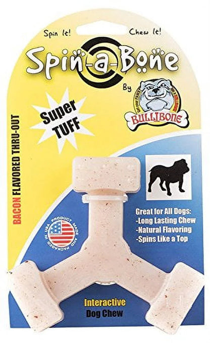 Spin-A-Bone Dog Chew Toy with Bacon Flavor for Dental Health