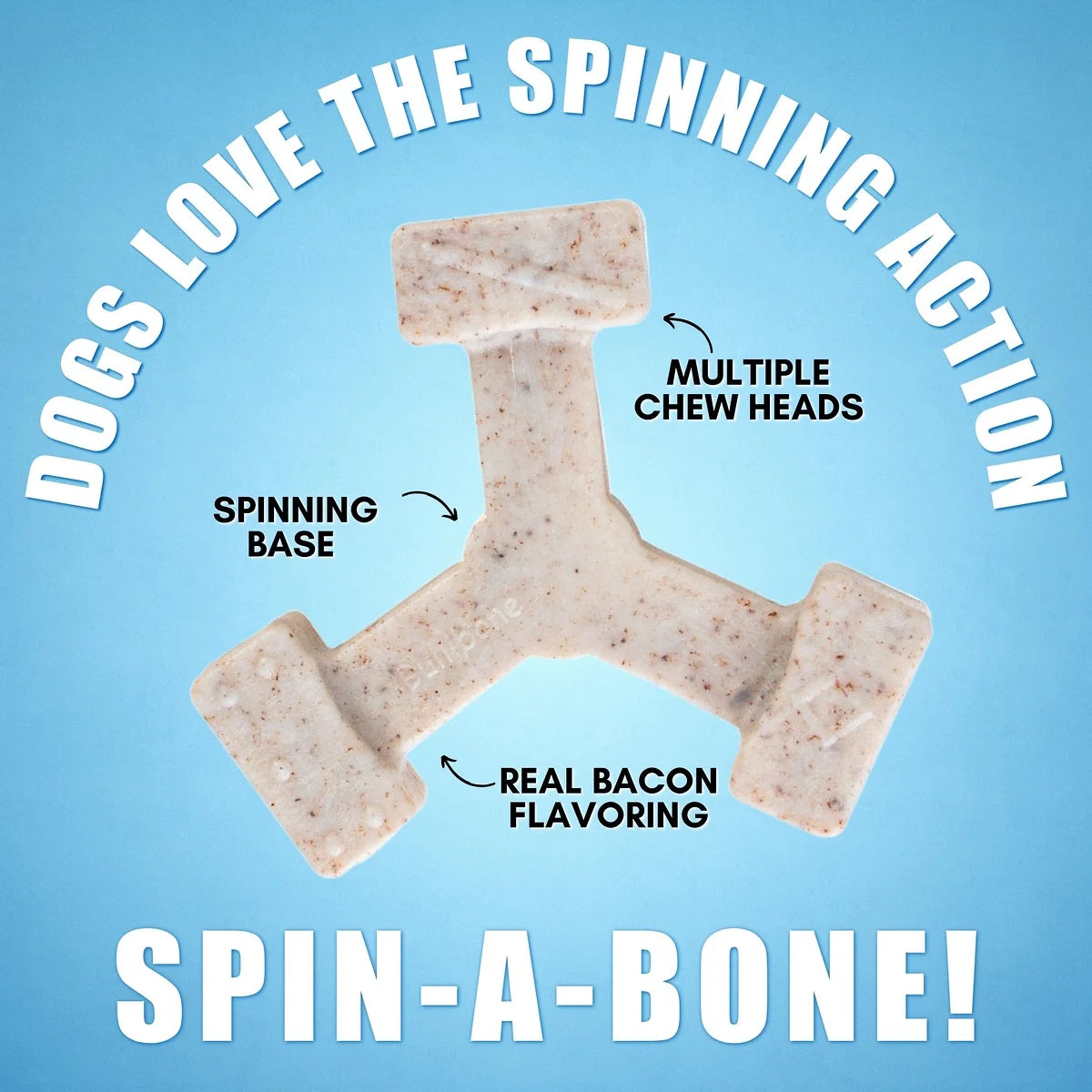 Spin-A-Bone Dog Chew Toy with Bacon Flavor for Dental Health