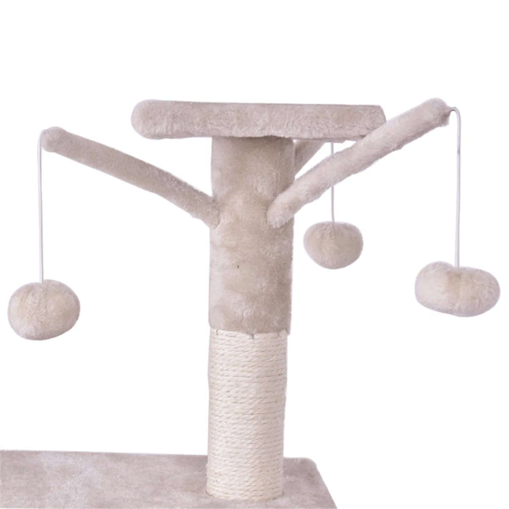 57" 4 Levels Platform Cat Tree House, Cat Condo for Large Cats with Fully Scratching Posts, Cat Tower for Indoor, Beige