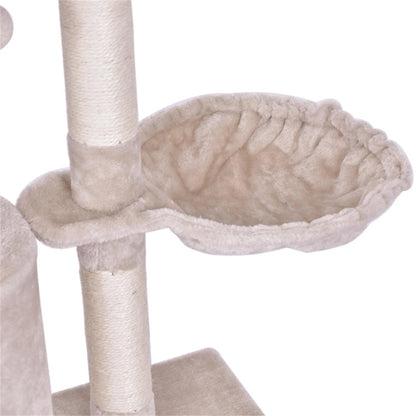 57" 4 Levels Platform Cat Tree House, Cat Condo for Large Cats with Fully Scratching Posts, Cat Tower for Indoor, Beige