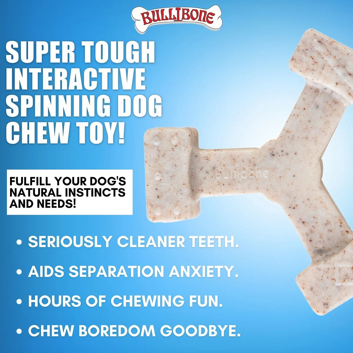 Spin-A-Bone Dog Chew Toy with Bacon Flavor for Dental Health