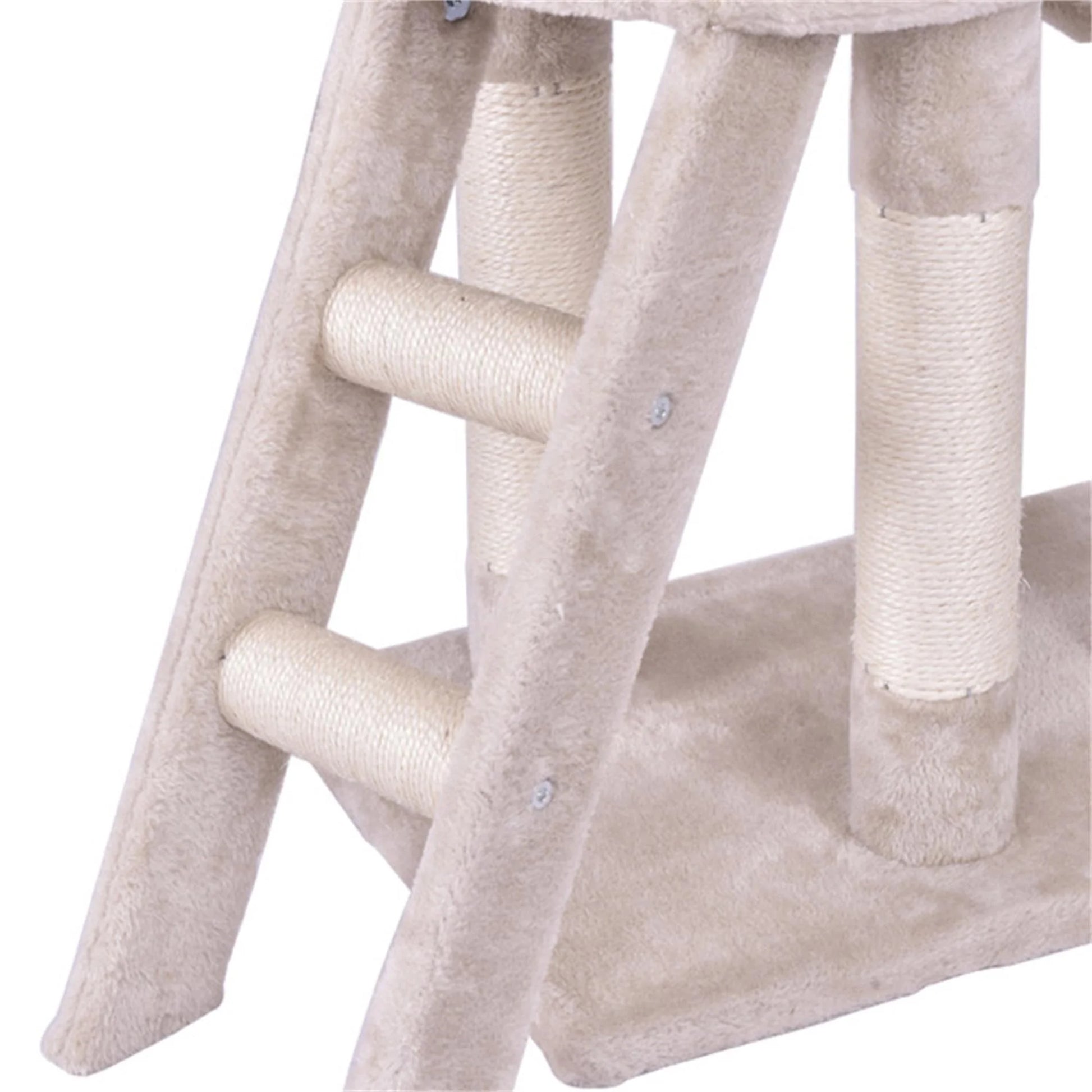 57" 4 Levels Platform Cat Tree House, Cat Condo for Large Cats with Fully Scratching Posts, Cat Tower for Indoor, Beige