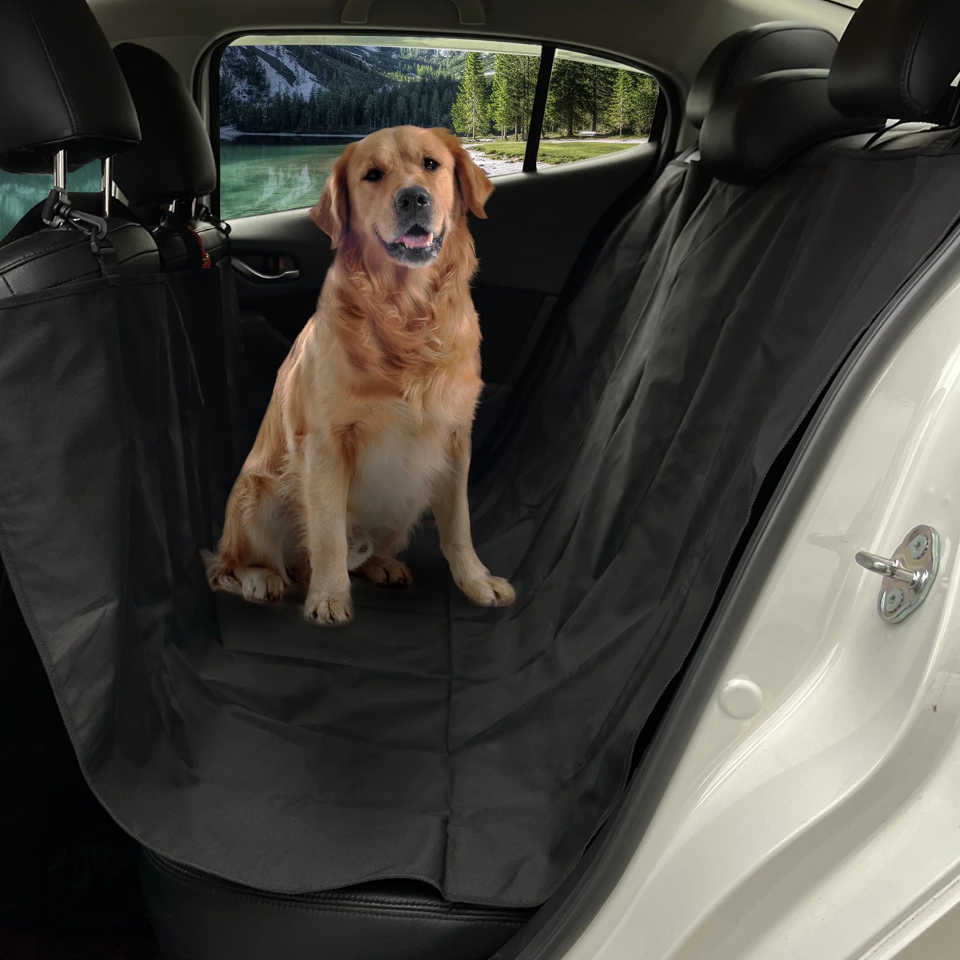 Water Resistant Dog Car Seat Cover 56"X53" Oxford Cloth Black